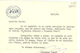 [Carta] 1964 ago. 24, [Santiago, Chile] [a] Querida Doris