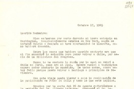 [Carta] 1965 oct. 17, [Estados Unidos] [a] Querido Radomiro