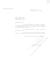 [Carta] 1966 dic. 15, Washington D. C. [a] Miss Doris Dana, Hack Green Road, Pound Ridge, N. Y.