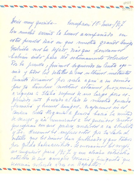 [Carta] 1957 ene. 15, Concepción, [Chile] [a] Doris muy querida