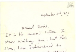 [Carta] 1957 Sept. 2, New York [a] Dearest Doris