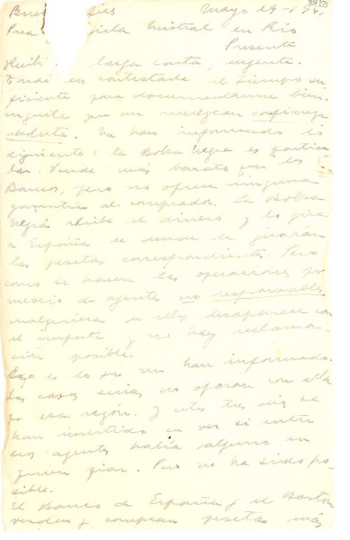 [Carta] 1941 mayo 15, Buenos Aires [a] Gabriela Mistral, Río de Janeiro