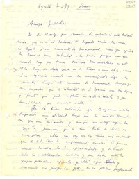 [Carta] 1939 ago. 7, Paris [a] Amiga Gabriela