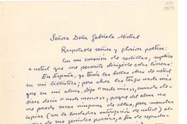 [Carta] 1947 oct. 6, Los Angeles, California [a] Señora Doña Gabriela Mistral