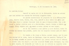 [Carta] 1960 dic. 21, Santiago [a] Mi querida Doris