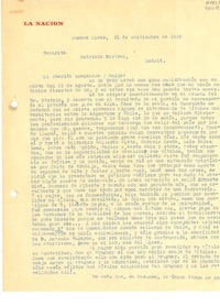 [Carta] 1933 sept. 21, Buenos Aires, [Argentina] [a] Gabriela Mistral, Madrid