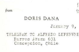 [Telegrama] 1966 ene. 9, [Estados Unidos] [a] Alfredo Lefebvre, Concepción, Chile