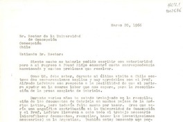 [Carta] 1966 mar. 20, Pound Ridge, New York, [Estados Unidos] [al] Señor rector de la Universidad de Concepción