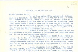 [Carta] 1960 jun. 27, Santiago [a] Doris Dana