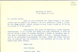 [Carta] 1960 jul. 19, Santiago de Chile [a] Doris Dana