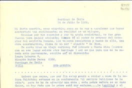 [Carta] 1960 jul. 14, Santiago de Chile [a] Doris Dana