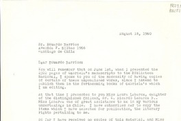 [Carta] 1960 Aug. 18, Pound Ridge, New York [a] Eduardo Barrios, Santiago de Chile