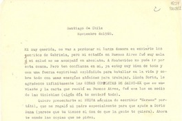 [Carta] 1960 nov., Santiago de Chile [a] Doris Dana