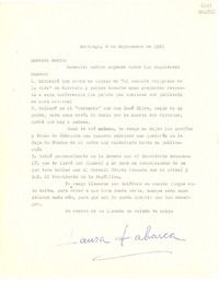 [Carta] 1963 sept. 6, Santiago [a] Doris Dana