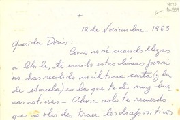 [Carta] 1963 nov. 12, Santiago [a] Doris Dana
