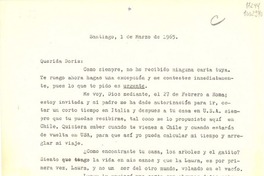 [Carta] 1965 mar. 1, Santiago [a] Doris Dana