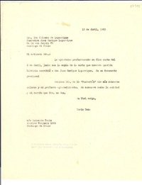 [Carta] 1960 abr. 13 [Washington, D.C., EE.UU.] [a] Ida Colombo de Lagarrigue, Santiago, Chile