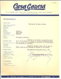 [Carta] 1960, may. 25, Santiago, Chile [a] Doris Dana