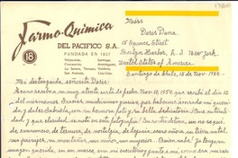 [Carta] 1954 nov. 15, Santiago, Chile [a] Doris Dana