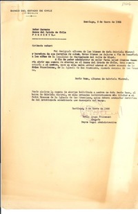 [Carta] 1966 ene. 5, Santiago, Chile [al] Gerente Banco del Estado de Chile