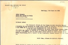 [Carta] 1966 ene. 5, Santiago, Chile [al] Gerente Banco del Estado de Chile