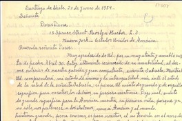 [Carta] 1954 jun. 21, Santiago, Chile [a] Doris Dana, Roslyn Harbor, New York