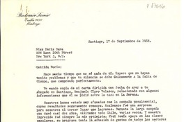 [Carta] 1958 sep. 17, Santiago, Chile [a] Doris Dana, New York