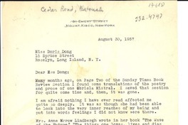 [Carta] 1957 Aug. 30, New York [a] Doris Dana, Long Island, New York