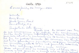 [Carta] 1964 mar. 26, Concepción, Chile [a] Doris Dana, Pound Ridge, New York