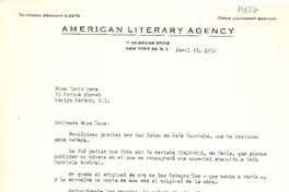 [Carta] 1956 abr. 23, New York [a] Doris Dana, Roslyn Harbor, N.Y.
