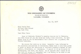 [Carta] 1957 may. 22, Laramie, Wyoming [a] Doris Dana, N.Y.