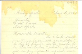 [Carta] 1957 feb. 1, Antofagasta, Chile [a] Doris Dana, New York
