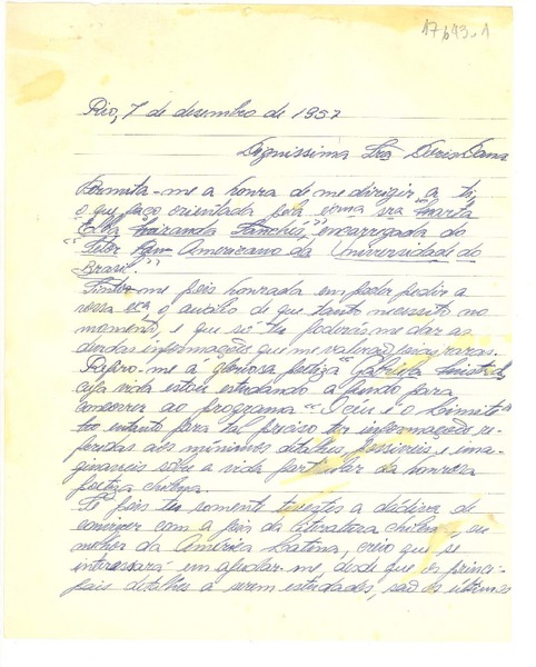 [Carta] 1957 dic. 7, Río de Janeiro, Brasil [a] Doris Dana