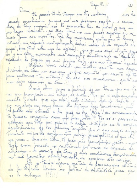 [Carta] 1958, Rapallo, Italia [a] Doris Dana