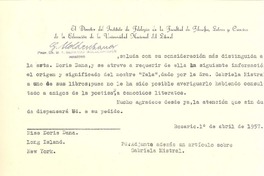 [Carta] 1957 abr. 1, Rosario, Argentina [a] Doris Dana, Long Island, New York