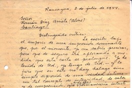 [Carta], 1944 jul. 2 Rancagua, Chile <a> Hernán Díaz Arrieta (Alone)