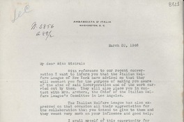 [Carta] 1946 mar. 30, Washington D.C. [a] Gabriela Mistral, Los Ángeles, California