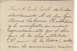 [Tarjeta] 1905 dic. 15, Santiago, Chile [a] Guillermo Labarca Hubertson