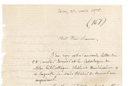 [Carta] 1878 mar. 22 París, Francia [a] Ramón Briseño