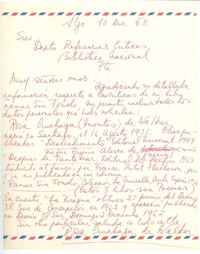 [Carta] 1968 dic. 10, Santiago, Chile [a] Biblioteca Nacional de Chile