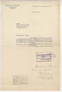 [Carta] 1974, mar. 25, Santiago, Chile [a] Roque Esteban Scarpa