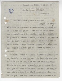 [Cartas] 1913 y 1916, Roma, Italia [a] Pedro Prado [manuscrito]