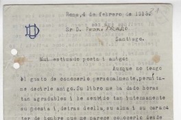 [Cartas] 1913 y 1916, Roma, Italia [a] Pedro Prado [manuscrito]