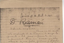 [Carta] 1918 abr. 11, Santiago, Chile [a] Ramón Espina.