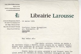 [Carta] 1961 mar. 14, París, Francia [a] Jaime Eyzaguirre
