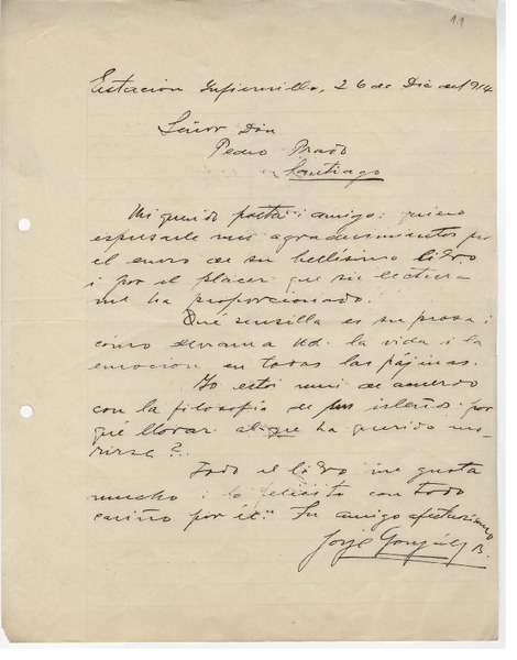 [Carta] 1935 abr. 30, Infiernillo, Chile [a] Pedro Prado