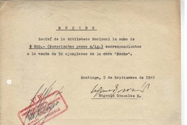 [Recibo] 1942 ago. 9, Santiago, Chile [a] Biblioteca Nacional de Chile