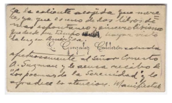 [Tarjeta] c.1914, Santiago, Chile [a] Ernesto A. Guzmán