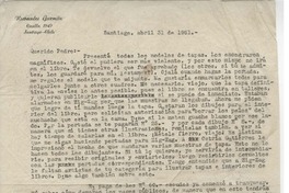 [Carta] 1961 abr. 31, Santiago, Chile [a] Pedro Olmos