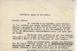 [Carta] 1961 may. 12, Santiago, Chile [a] Pedro Olmos